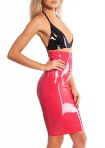 Юбка из латекса до колен с высокой талией Latex Pencil Skirt High Waist.Арт 9