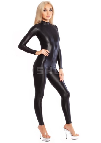 Блестящий комбинезон из спандекса с молнией в промежности Spandex Catsuit with Crotch Zipper.Арт 19