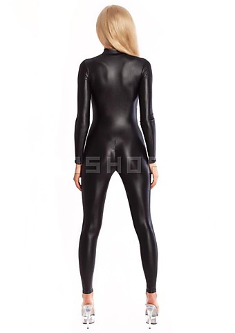 Блестящий комбинезон из спандекса с молнией в промежности Spandex Catsuit with Crotch Zipper.Арт 18